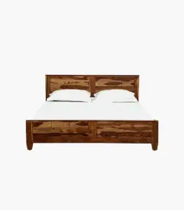 Rezzon Sheesham Wood Queen Size Bed without Storage (Teak Finish)