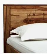 Rezzon Sheesham Wood Queen Size Bed without Storage (Teak Finish)