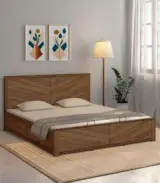 Vector Sheesham Wood Queen Size Bed with Hydraulic Box Storage (Teak Finish)