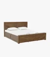 Optimize your bedroom with the Vector Sheesham Wood Queen Size Bed in Teak Finish. Features hydraulic box storage for a clutter-free, elegant space.