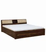 Wedolh Sheesham Wood Queen Size Bed with Box Storage (Rustic Teak Finish)