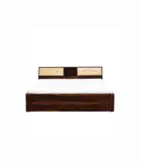Wedolh Sheesham Wood Queen Size Bed with Box Storage (Rustic Teak Finish)