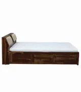 Wedolh Sheesham Wood Queen Size Bed with Box Storage (Rustic Teak Finish)