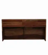 Wedolh Sheesham Wood Queen Size Bed with Box Storage (Rustic Teak Finish)