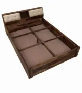 Wedolh Sheesham Wood Queen Size Bed with Box Storage (Rustic Teak Finish)