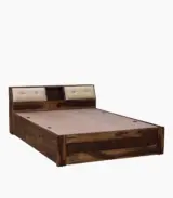 Wedolh Sheesham Wood Queen Size Bed with Box Storage (Rustic Teak Finish)