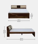 Wedolh Sheesham Wood Queen Size Bed with Headboard Storage (Rustic Teak Finish)