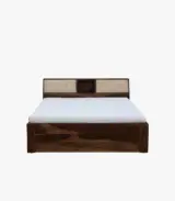 Wedolh Sheesham Wood Queen Size Bed with Headboard Storage (Rustic Teak Finish)