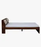 Wedolh Sheesham Wood Queen Size Bed with Headboard Storage (Rustic Teak Finish)