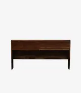 Wedolh Sheesham Wood Queen Size Bed with Headboard Storage (Rustic Teak Finish)