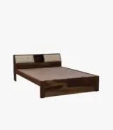 Wedolh Sheesham Wood Queen Size Bed with Headboard Storage (Rustic Teak Finish)