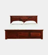 Zurndolf Sheesham Wood Queen Size Bed without Storage (Teak Finish)