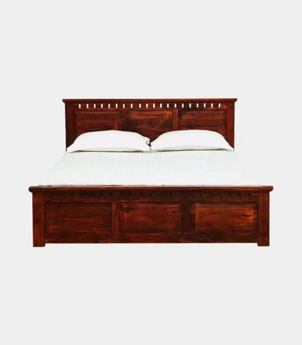 Zurndolf Sheesham Wood Queen Size Bed without Storage (Teak Finish)