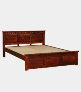 Zurndolf Sheesham Wood Queen Size Bed without Storage (Teak Finish)