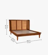 Zykhama Solid Wood Queen Size Bed without Storage (Teak Finish)