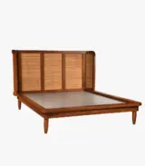 Zykhama Solid Wood Queen Size Bed without Storage (Teak Finish)