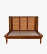 Zykhama Solid Wood Queen Size Bed without Storage (Teak Finish)