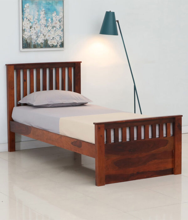 Royal Sheesham Wood Single Bed without Storage (Honey Finish)