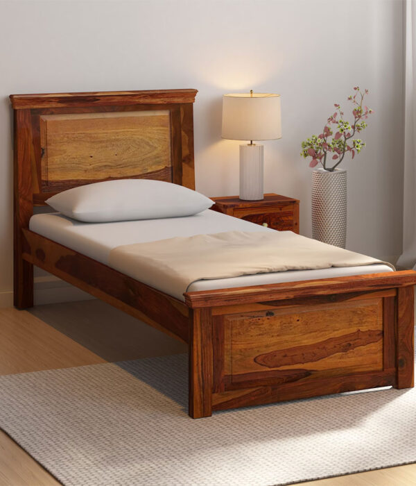 Stonfield Sheesham Wood Single Bed without Storage (Honey Oak Finish)