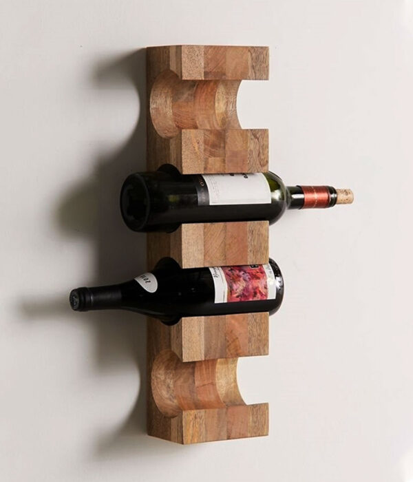 Elric Acacia Wood Wall Mounted Wine Rack with 4 Bottle Capacity (Brown Finish)