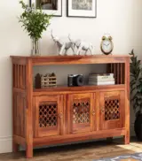 Hegborg Sheesham Wood Sideboard and Cabinet (Honey Finish)