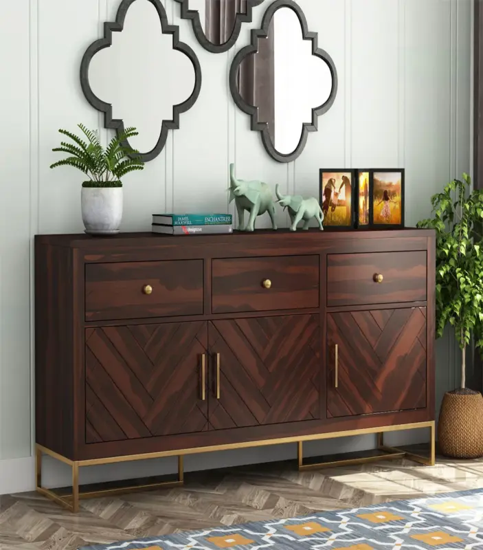 Jelt Sheesham Wood Sideboard and Cabinet (Walnut Finish)
