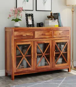 Korry Sheesham Wood Sideboard and Cabinet (Honey Finish)