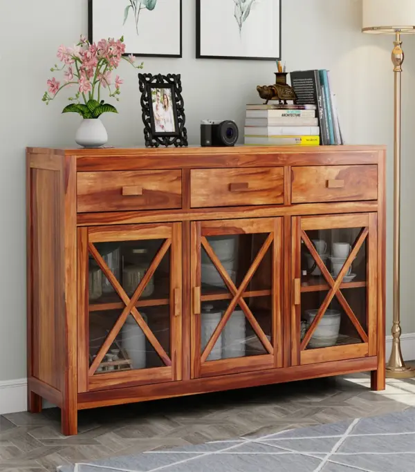 Korry Sheesham Wood Sideboard and Cabinet (Honey Finish)