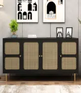 Resical Sheesham Wood with Cane Sideboard and Cabinet (Black Finish) - Image 2