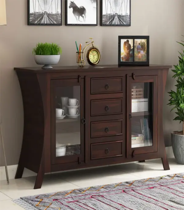 Revelka Sheesham Wood Sideboard and Cabinet (Walnut Finish)