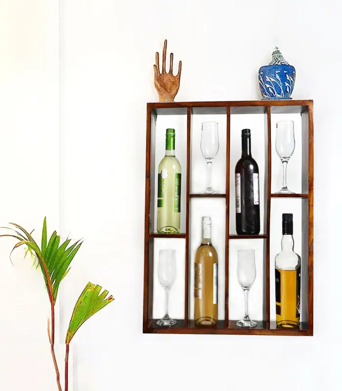 Tavish Mango Wood Wine Rack and Glass holder