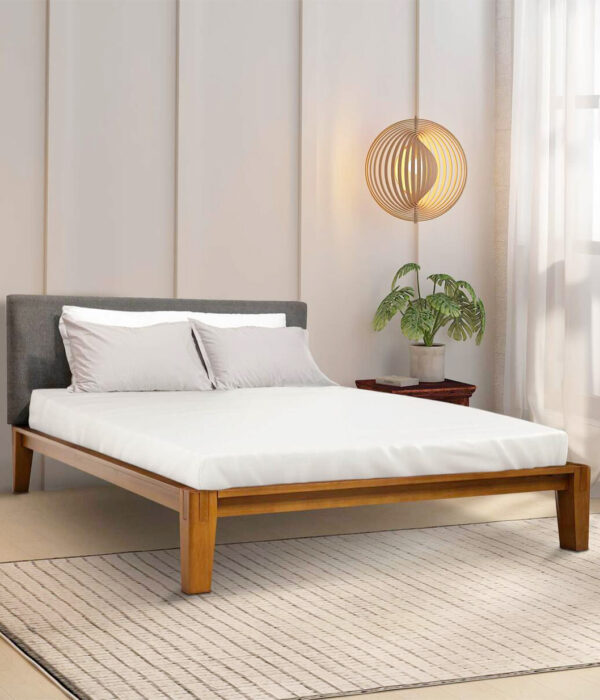 Orhayo Solid Wood Queen Size Bed without Storage (Walnut Finish)