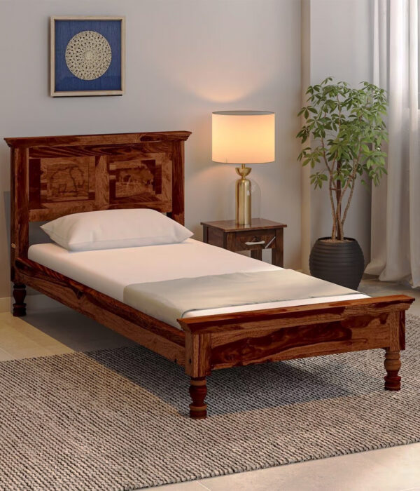 Airavata Sheesham Wood Single Bed without Storage (Provincial Teak Finish)