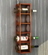 Ozborn Mango Wood Wine Rack 5 Bottle Capacity (Teak Finish)