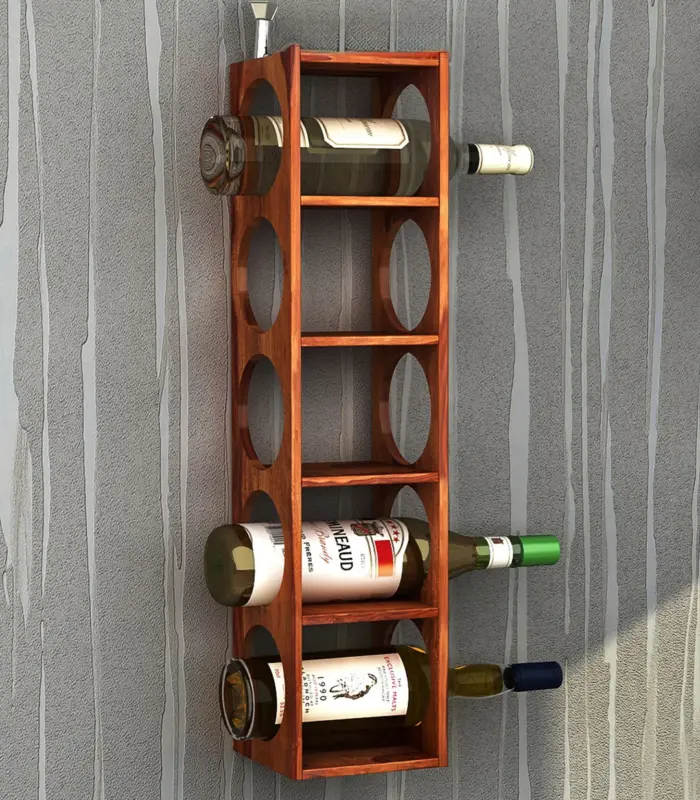 Ozborn Mango Wood Wine Rack 5 Bottle Capacity (Teak Finish)