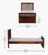 Royal Sheesham Wood Single Bed without Storage (Honey Finish) - Image 3