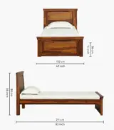 Stonfield Sheesham Wood Single Bed without Storage (Honey Oak Finish) - Image 3
