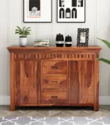 Arolph Sheesham Wood Sideboard and Cabinet (Honey Finish) - Image 2