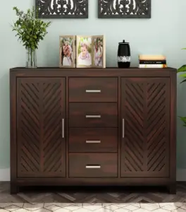 Frona Sheesham Wood Sideboard and Cabinet (Walnut Finish)