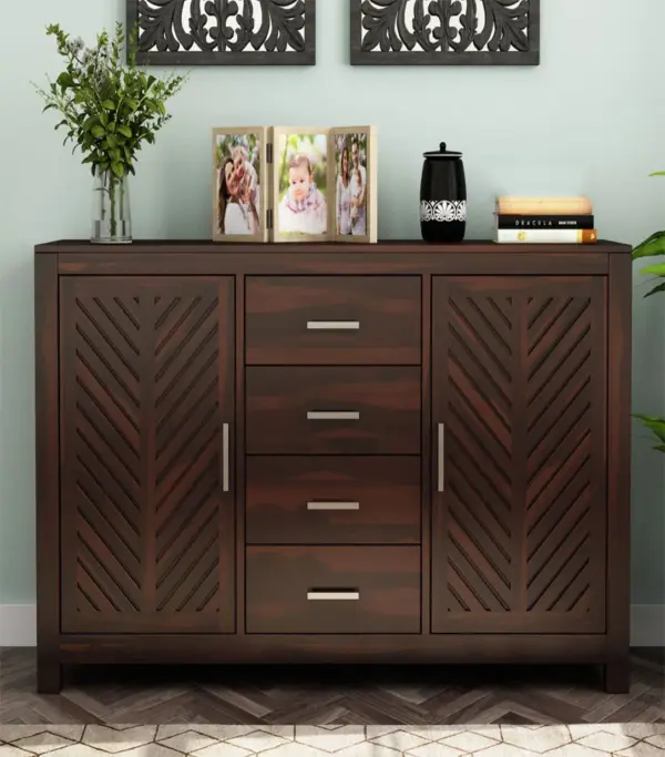 Frona Sheesham Wood Sideboard and Cabinet (Walnut Finish)