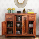 Mendos Sheesham Wood Sideboard and Cabinet (Honey Finish) - Image 2