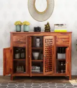 Mendos Sheesham Wood Sideboard and Cabinet (Honey Finish) - Image 2