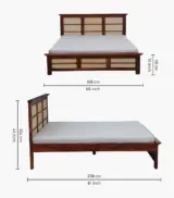 Adolf Sheesham Wood Queen Size Bed without Storage (Honey Oak Finish) - Image 3
