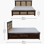 Adolf Sheesham Wood Queen Size Bed in Teak Finish With Box Storage - Image 3