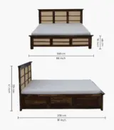 Adolf Sheesham Wood Queen Size Bed with Box Storage (Teak Finish) - Image 3