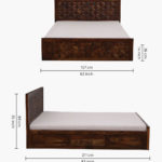Baarn Sheesham Wood Queen Size Bed in Provincial Teak Finish With Box Storage - Image 3