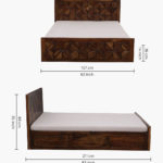 Chez Sheesham Wood Queen Size Bed with Box Storage (Teak Finish) - Image 3