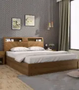 Casmo Sheesham Wood Queen Size Bed with Hydraulic Box Storage (Teak Finish)