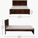 Berang Sheesham Wood Bed without Storage (Teak Finish) - Image 3