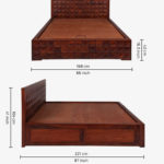 Dymond Sheesham Wood Queen Size Bed with Hydraulic Box Storage (Honey Finish) - Image 2